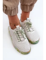 Dámské kožené polobotky se šněrováním bílé Farnalea