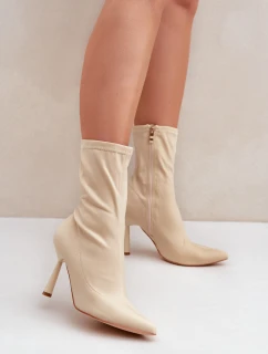 Boty Na Podpatku Světle Béžové model 21681123 - Boto