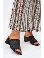 Dámské Pantofle S Pletením Na Podpatku Černé model 21689411 - Boto Dámské Pantofle S Pletením Na Podpatku Černé model 21689411 - Boto