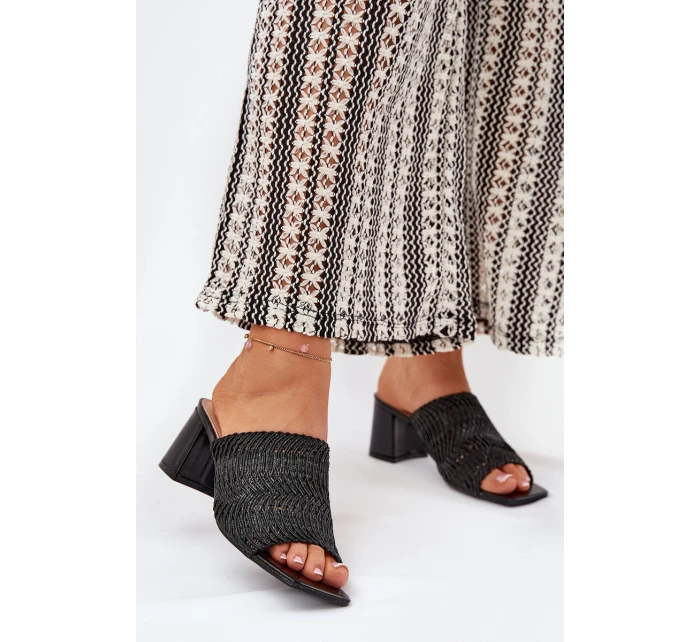 Dámské Pantofle S Pletením Na Podpatku Černé model 21689411 - Boto Dámské Pantofle S Pletením Na Podpatku Černé model 21689411 - Boto