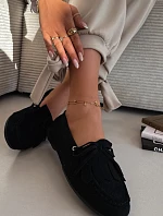 Dámské mokasíny s šněrováním a třásněmi Černé Glorina