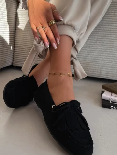 Dámské mokasíny s šněrováním a třásněmi Černé model 21919461 - Boto