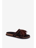 Dámské pantofle s třásněmi Černé model 21937740 - Boto