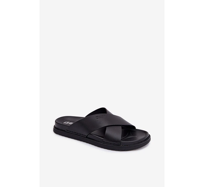 Kožené pánské pantofle Big Star model 22064034 Černé - Big Star Shoes Kožené pánské pantofle Big Star model 22064034 Černé - Big Star Shoes