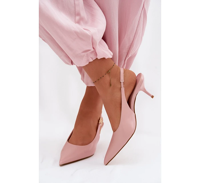 Dámské sandály z umělé kůže na podpatku Růžové model 22102970 - Boto