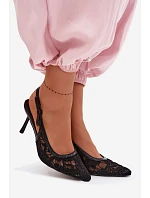 Dámské sandály na podpatku s krajkou Černé model 22103117 - Boto Dámské sandály na podpatku s krajkou Černé model 22103117 - Boto