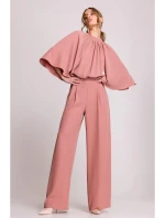 Kombinéza s širokými rukávy a zády růžová model 20966214 - STYLOVE Kombinéza s širokými rukávy a zády růžová model 20966214 - STYLOVE