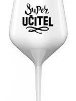 SUPER UČITEL - bílá nerozbitná sklenice na víno 470 ml