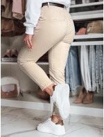 Dámské kalhoty slim fit s páskem LINESKA light beige FashionStreet UY2573 Dámské kalhoty slim fit s páskem LINESKA light beige FashionStreet UY2573