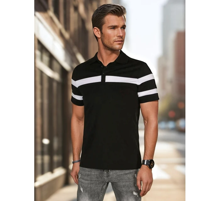 Pánská polokošile s pruhy černá FashionStreet PX0631 Pánská polokošile s pruhy černá FashionStreet PX0631