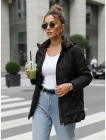 Kurtka przejściowa damska pikowana z kapturem czarna model 22025129 - FashionStreet