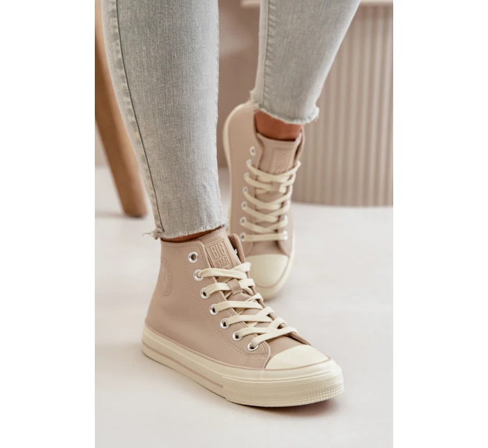 Dámské Tenisky Z Eko Kůže Béžové Big Star OO274934 Dámské Tenisky Z Eko Kůže Béžové Big Star OO274934