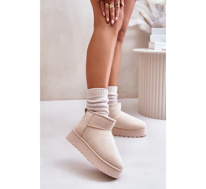 Dámské Sněhule Na Platformě Zateplené Kožíškem Světle Béžové model 21672090 - Boto Dámské Sněhule Na Platformě Zateplené Kožíškem Světle Béžové model 21672090 - Boto