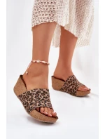 Kožené Dámské Pantofle Na Podpatku Leopardí model 21698620 - Zazoo