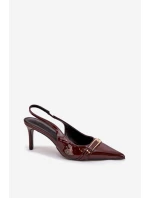 Lakované Lodičky Na Jehlovém Podpatku Se Zlatou Čokoládové model 21704641 - Boto