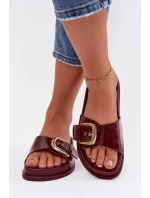 Dámské pantofle s zlatou sponou bordové Rosivana