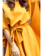 Dámské šaty s vázáním v pase Numoco SOFIA - žluté