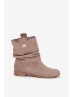Zateplené dámské kotníkové boty z přírodní semišové kůže Zazoo – béžové