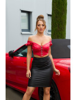 Sexy Koucla faux leather Crop Top