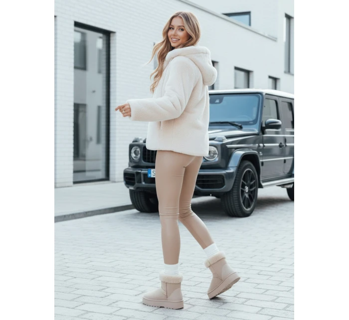 Dámský krátký kabát ELMIRIS béžový kožich FashionStreet TY4994