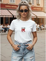 Dámské tričko s nápisem, bavlněné, bílé, FashionStreet NX8007RY