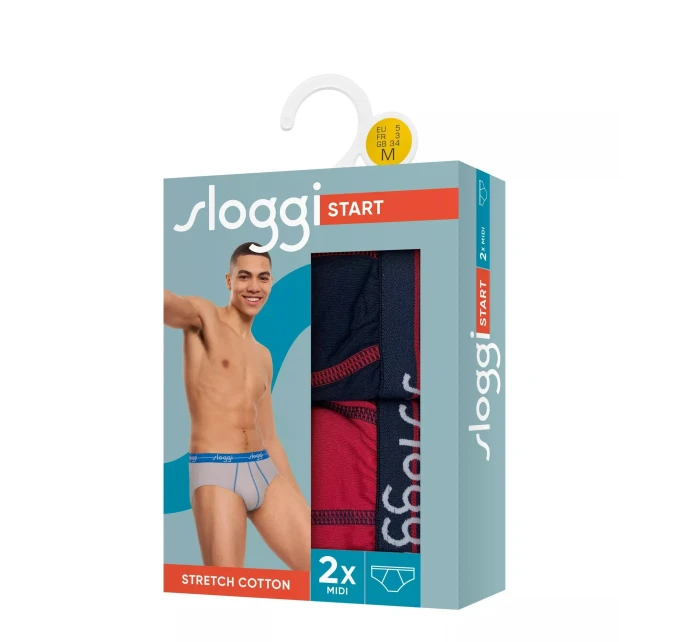 Pánské slipy Start Midi C2P box - BLUE - DARK COMBINATION - kombinace modré M008 - SLOGGI Pánské slipy Start Midi C2P box - BLUE - DARK COMBINATION - kombinace modré M008 - SLOGGI