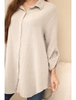 Košile bavlněná mušelínová Plus Size tmavě béžová