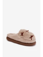 Kožešinové dámské pantofle s mašličkami béžové model 21747723 - Boto Kožešinové dámské pantofle s mašličkami béžové model 21747723 - Boto