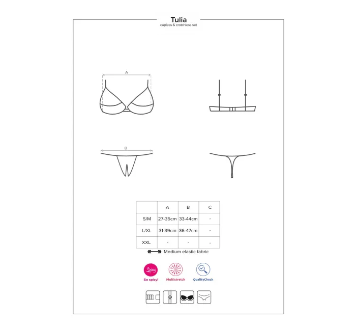 Pikantní set Tulia cupless set - Obsessive Pikantní set Tulia cupless set - Obsessive