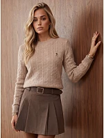 Sweter damski z warkoczowym splotem fango FashionStreet MY2676 Sweter damski z warkoczowym splotem fango FashionStreet MY2676