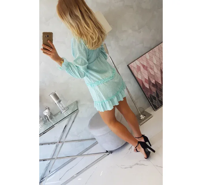 Šaty s ozdobnými volánky mint