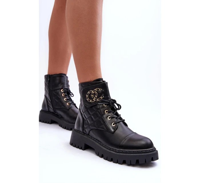 Dámské boty Workery s ozdobou černou model 21632247 - Boto Dámské boty Workery s ozdobou černou model 21632247 - Boto