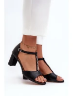 Dámské sandály na podpatku s ozdobným páskem eko kůže černé Triavera Dámské sandály na podpatku s ozdobným páskem eko kůže černé Triavera