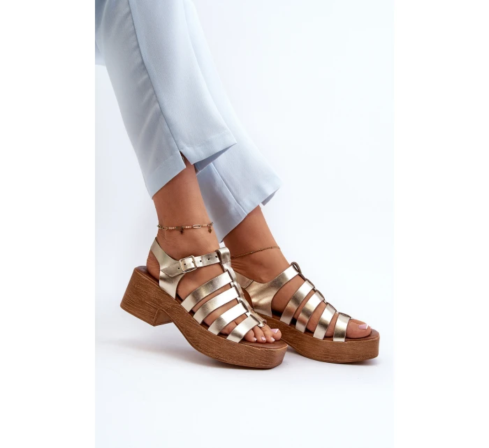 Zazoo 40410 Dámské kožené sandály Zlaté