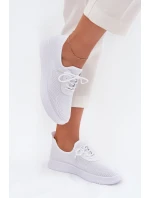 Dámské bílé textilní boty na platformě model 21702961 - Boto