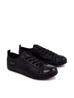 Pánské nízké kožené tenisky Big Star KK174009 Černá Pánské nízké kožené tenisky Big Star KK174009 Černá