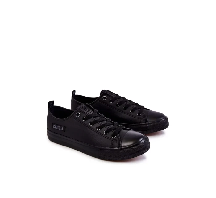 Pánské nízké kožené tenisky Big Star KK174009 Černá Pánské nízké kožené tenisky Big Star KK174009 Černá