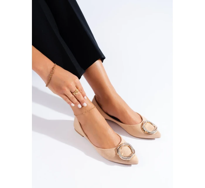 Pěkné hnědé  baleríny dámské bez podpatku