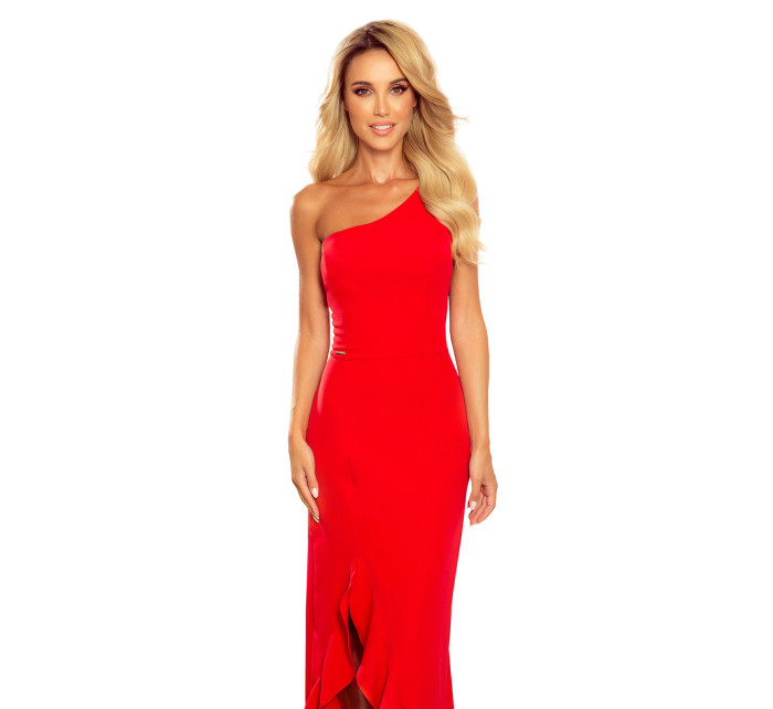 Dlouhé červené dámské šaty ve stylu přes jedno rameno model 9049203 - numoco