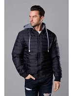 Černá pánská bunda typu "bomber" s kapucí model 18344844 - J.STYLE Černá pánská bunda typu "bomber" s kapucí model 18344844 - J.STYLE