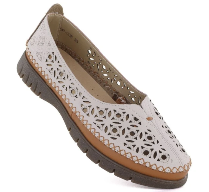 Dámská kožená prolamovaná šedá polobotka Sergio model 22021861 - LEONE