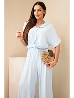 Dámský viskózový model 22185779 komplet se širokými kalhotami modrý - K-Fashion Dámský viskózový model 22185779 komplet se širokými kalhotami modrý - K-Fashion
