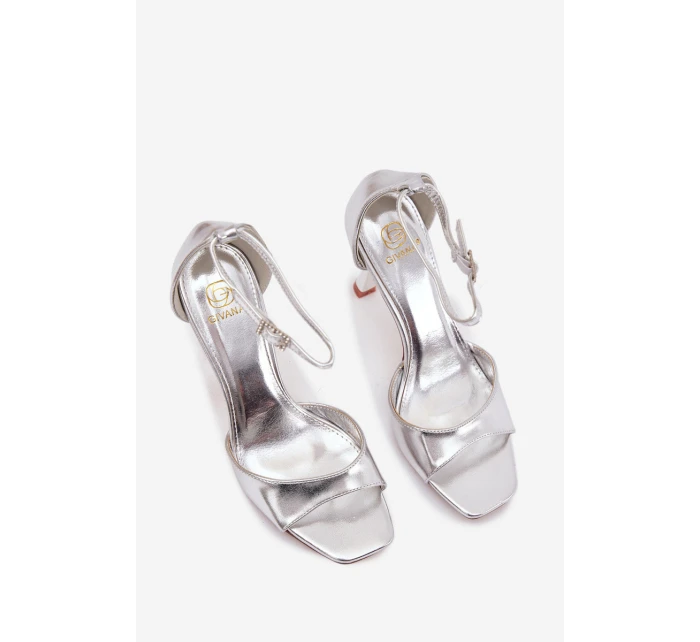 Sandály Na Podpatku Stříbrné model 21788230 - Boto Sandály Na Podpatku Stříbrné model 21788230 - Boto