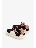 Dětské Chlupaté Pantofle S Motivem Krávy Černé Tamorrin