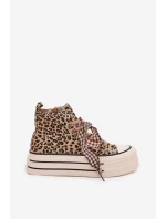 Dámské trampky se stuhou a zipem na platformě Mavara - panterka Dámské trampky se stuhou a zipem na platformě Mavara - panterka