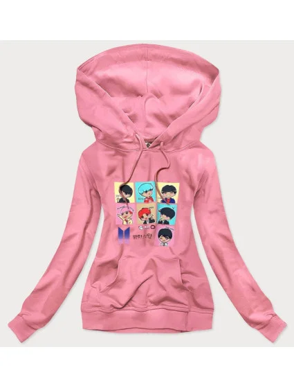 Růžová dámská sportovní mikina s potiskem model 16150016 - Ambitionfly Růžová dámská sportovní mikina s potiskem model 16150016 - Ambitionfly