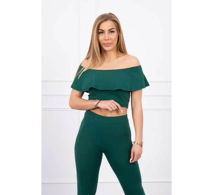 Sada s volánem tmavě zelená