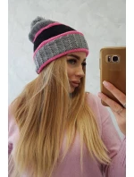 Dámská čepice Kinga K297 tmavě šedá+černá Dámská čepice Kinga K297 tmavě šedá+černá