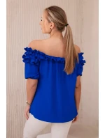 Španělská halenka s malým volánem chrpově modrá Španělská halenka s malým volánem chrpově modrá