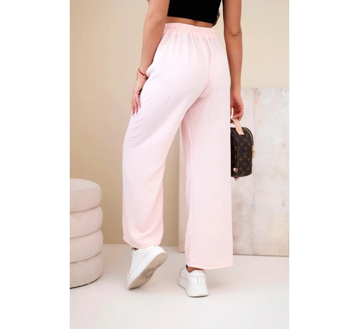 Kalhoty s širokým nohavicí jasně pudrově růžový